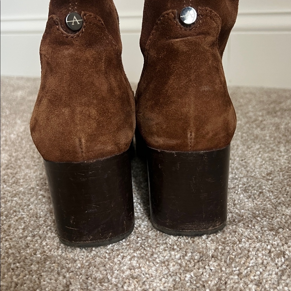Aquatalia Chestnut Suede Heeled Boots - Picture 4 of 8